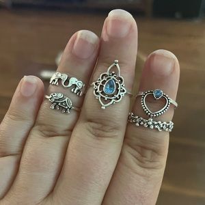 NWT Set of 5 Midi Rings (Hippie, Floral, Bohemian)